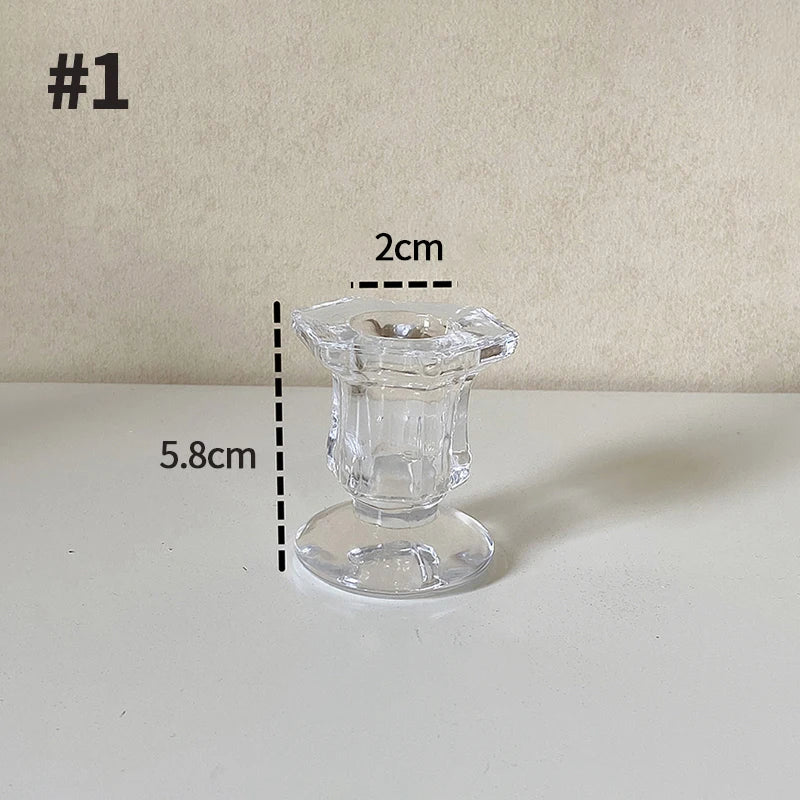 elvesmall Glass Candle Holder Elegant Candlestick Romantic Decoration for Wedding Centerpiece Candle Rack Table Decor Ornament bougeoir