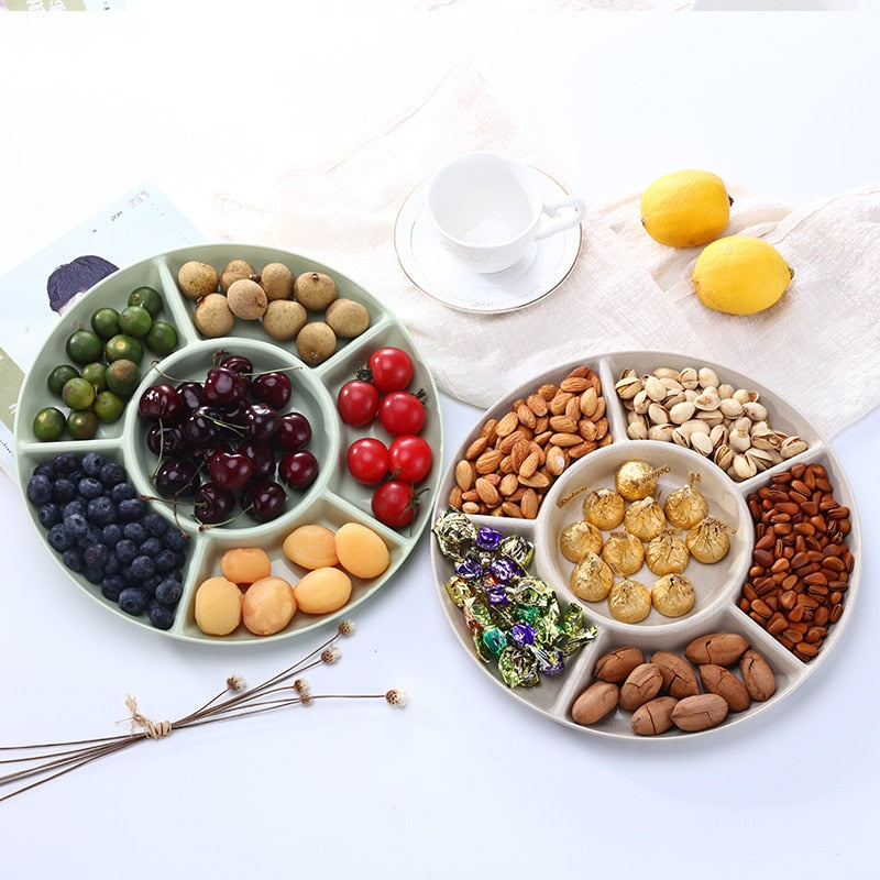elvesmall 1 Pc 6-Compartment Food Storage Tray Dried Fruit Snack Plate Appetizer Serving Platter for Party Candy Pastry Nuts Dish