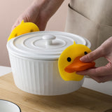 elvesmall 1/2Pcs Little Yellow Duck Rubber Anti-scalding Gloves Oven Casserole Handle Protective Insulation Clip Kitchen Accessories