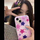 elvesmall INS Colorful Star Phone Case Kawaii for Iphone 13 11 12 Pro Max Xr Xs X 7 8 Plus Y2K Phone Case Geometry