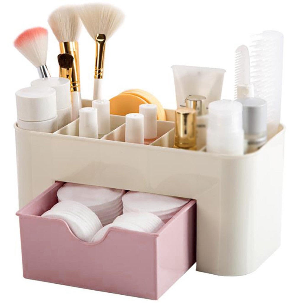 elvesmall Nordic Desktop Drawer Cosmetic Storage Box Makeup Brush Organizer Box Jewelry Lipstick Mask Compartment Cosmetic Storage Case