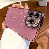 elvesmall Luxury Soft Electroplate Case For iPhone 11 12 13 14 Pro Max X XS XR 6 6S 7 8 Plus SE  Mini Bling Glitter Cases Cover