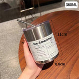 elvesmall Coffee Cup Thermos 304 Stainless Steel Double -layer Cooler Straw Cup Portable Reusable Ins Ice American Coffee Mug Water Bottle