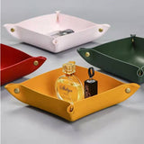 elvesmall Desktop Storage Tray Leather Key Plate Home Decoration Dice Tray key Wallet Coins PU leather folding Storage Box Wholesale