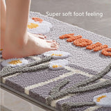 elvesmall Shower and Bath Room Flower Floor Mat Carpet Rugs Water Absorbent Non-Slip Soft Microfiber Bathmats Machine Washable