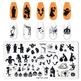 elvesmall Halloween Nail Stamping Plate Pumpkin Flower Animal Skull Printing Stencils Halloween Nail Stamp Templates DIY Nail Art Tools