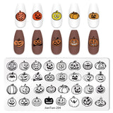 elvesmall Halloween Nail Stamping Plate Pumpkin Flower Animal Skull Printing Stencils Halloween Nail Stamp Templates DIY Nail Art Tools