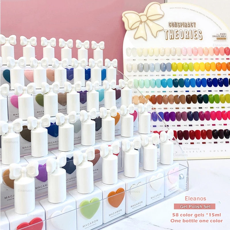 elvesmall Eleanos Nail Gel Polish Set 58 Colors Full Coverage Gel Varnish For Nail Salon Wholesale Marnicure UV Gel Learner Kit