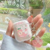elvesmall Cute Fresh Flower Earphone Case For AirPods 1 2 Pro Case Transparent TPU Air pods 3 Bluetooth Earphone Charging Box With Keyring