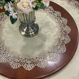 Round Tablecloth Table Cover European Luxury Lace Dust Cover Dining Table Mat Retro High Grade White Restaurant Table Cloth