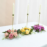 elvesmall 20Cm Rose Garland Candlestick Silk Artificial Flower Wreath For Candle Holder Window Props Home Party Wedding Table Decoration