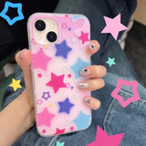 elvesmall INS Colorful Star Phone Case Kawaii for Iphone 13 11 12 Pro Max Xr Xs X 7 8 Plus Y2K Phone Case Geometry