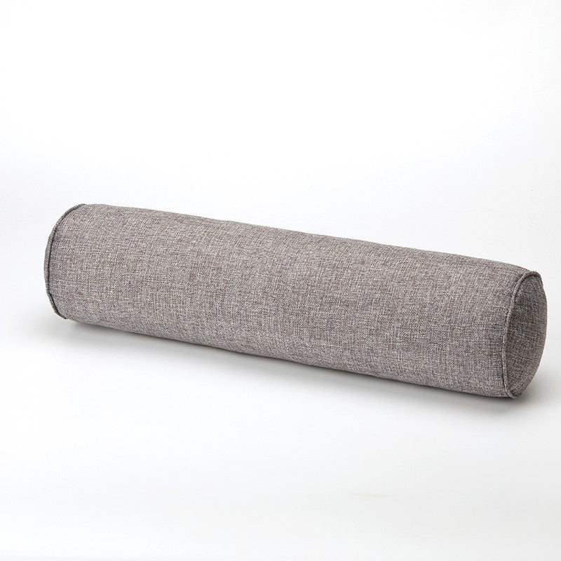 elvesmall Solid Color Round Removable Washable Lumber Cushion Pillow Bed Roll Light Pillow Travel Back Leg Column Support Head Cushion