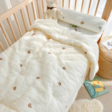 elvesmall Korean Cream Baby Quilt Pure Cotton Mink Blanket Baby Four Seasons Warm Soft Wool Swaddle Wrapped Bedding 1.2x1.5M