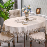 Oval Table Cloth Satin Embroidered Fold Tea Table Europe Dining Table Cover Tablecloth Table Lace Art Dust Cover Chair Cover