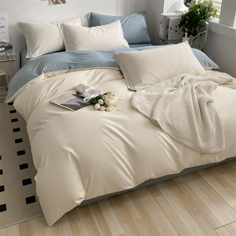 elvesmall Bedding Set Boy Girl Duvet Cover Flat Sheet Pillowcase Aesthetic Bedcloth Double Cover Flat  Soft Comfort  Bed Sheet Pillowcase
