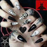 elvesmall 24P Halloween White Ghost Spooky Pumpkin Wearing False Nails Full Coverage Coffin Press on Nails Long Ballet Artifical Fake Nail