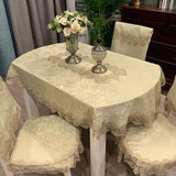 Oval Table Cloth Satin Embroidered Fold Tea Table Europe Dining Table Cover Tablecloth Table Lace Art Dust Cover Chair Cover