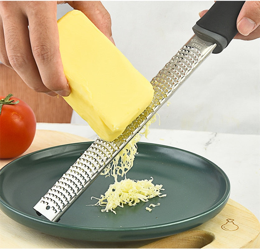 elvesmall Cheese Grater & Lemon Zester with Protect Cover - Stainless Steel Kitchen Grater Slicer with Non-Slip Handle, Dishwasher Safe