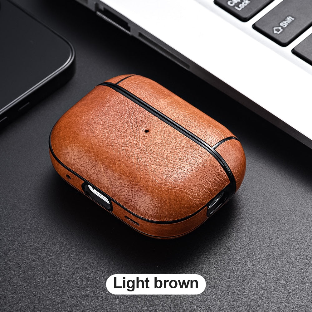 elvesmall For Airpods Pro 2 Case Leather Business Earphone Case Headset Shell Headphone Cover For Apple Air Pod 3 Pro 2nd Generation