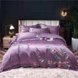 Flowers Art Embroidery Home Textile Green Bedding Set Luxury Solid Color Cotton Double Duvet Cover Sheet Bed Linen Pillowcases