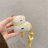 elvesmall Fundas for AirPods Pro Case Korean Flower Cute Daisy Pendant Keyring Headphone Case for Air Pods 12 3 Soft Earphone Cover