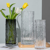 elvesmall Transparent Glass Flower Vase Tree Pattern Rock Vase Flowers Water Flower Growers Living Room Table Decoration Crafts