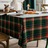 Christmas Tablecloth Dyed Green Plaid Holiday Village Home Textile New Year Rectangular Tablecloths Dining Table Cover
