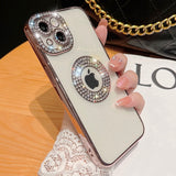 elvesmall Luxury Electroplated Transparent Phone Case For iPhone 11 12 13 14 Pro Max Plus Hollow Out Glitter Bumper Soft Rhinestone Cover