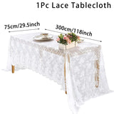 Rustic Wedding White Lace Tablecloth Vintage Embroidered Table Cloth Decor for Home Boho Table Runner Party Wedding Decoration