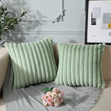 elvesmall Throw Pillow Covers Soft Cozy Pillowcase Faux Rabbit Fur Cushion Cover for Couch Sofa Bed Chair Home Decor Saga Green