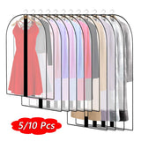 elvesmall 5/10Pcs Top Clothes Dust Cover Hanging Garment Bag Suit Case Cover for Clothes Wardrobe Dustproof Home Storage Organizer Bags