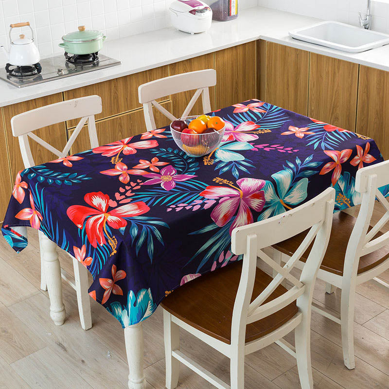 elvesmall New Nordic Style Tropical Green Leaves Monstera Flamingo Table Cover Waterproof Table Cover Home Kitchen Tablecloth