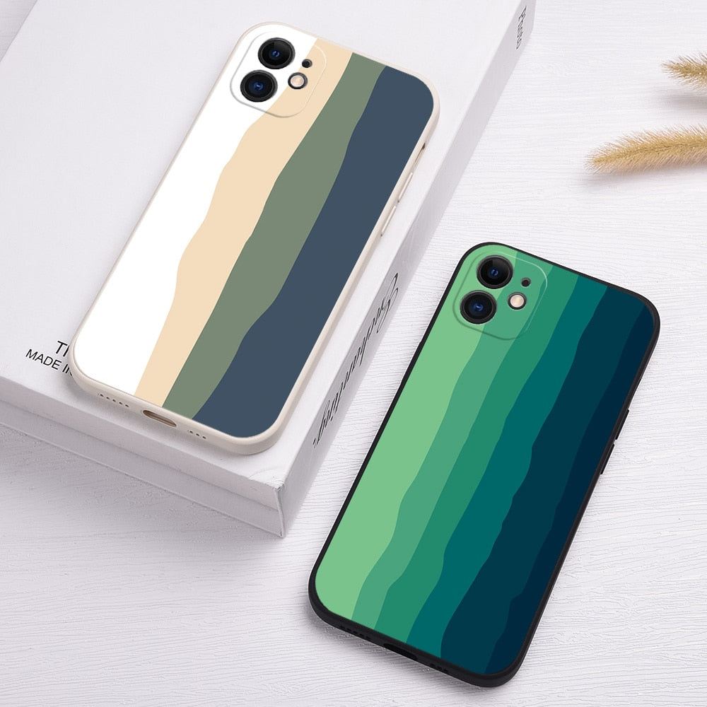 elvesmall Rainbow Pattern Phone Case For iPhone 11 12 13 14 Pro Max Mini SE  X XR XS 7 8 6 6S 14 Plus Cover Silicone Shockproof Shell