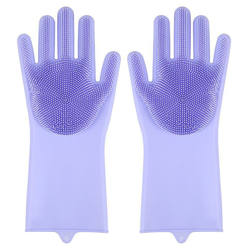 elvesmall 1Pair Dishwashing Cleaning Gloves Magic Silicone Rubber Dish Washing Glove for Household Scrubber Kitchen Clean Tool Scrub