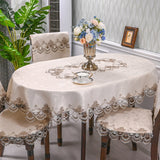 Oval Table Cloth Satin Embroidered Fold Tea Table Europe Dining Table Cover Tablecloth Table Lace Art Dust Cover Chair Cover