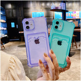 elvesmall Simple Colored Transparent Tape Card Bag Phone Case For iphone 14 13 12 11 Pro Max X XR XSMAX  TPU Fall Pevention Case Cover