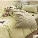 Elvesmall Ins Style Bedding Set Nordic Single Double Flat Sheet Duvet Cover Pillowcase Soft Microfiber Full Queen Size Bed Linen