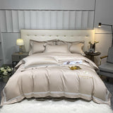 White Long Staple Cotton Hotel Duvet Cover Set 4pcs Solid Color Home Textile Hollow out Embroiderd Bedding Bed Sheet Pillowcases