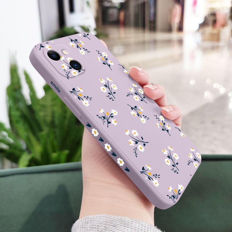elvesmall Nice Flowers Phone Case For iPhone 14 13 12 11 X XR XS SE2 SE 8 7 6 6S Plus Pro Max Mini Silicone Cover