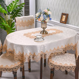 Oval Table Cloth Satin Embroidered Fold Tea Table Europe Dining Table Cover Tablecloth Table Lace Art Dust Cover Chair Cover