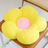 elvesmall 35/50cm Ins Cute Stuffed Five Petal Flower Pillow Beautiful Flower Plush Seat Cushion Sunflower Comfortable Pillow Home Decor