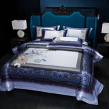 Elvesmall 100% Cotton Luxury Digital Print Duvet Cover Bed Sheet Pillowcases King Queen Size 4pcs Royal Noble Bedding Set Home Textile