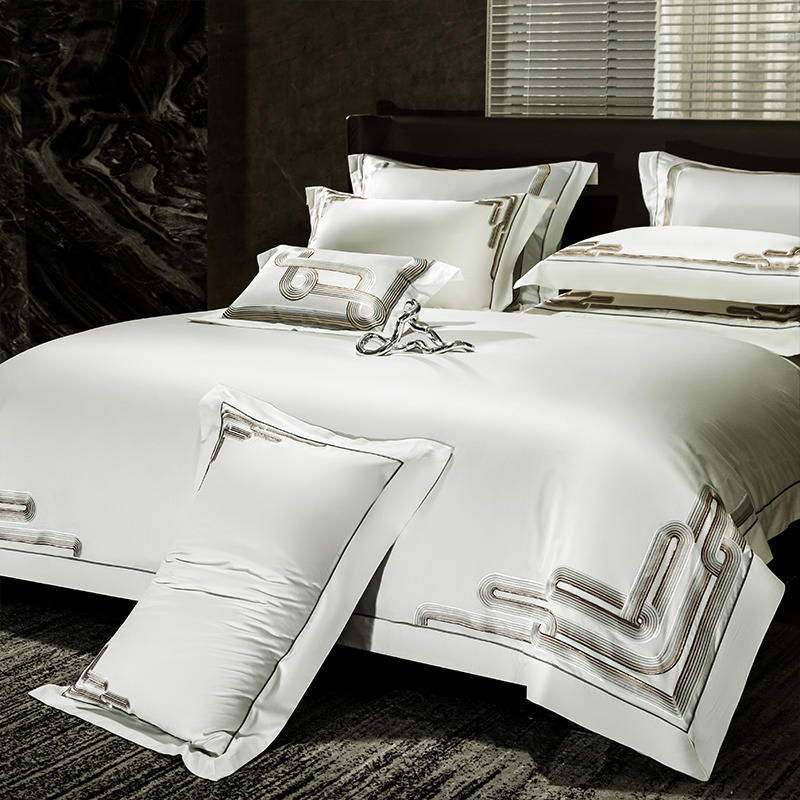 Elvesmall 1000TC Egyptian Cotton Luxury Embroidery White Bedding Duvet Cover Sets Bed Sheet Pillowcase Double Queen King Size Quilt Covers