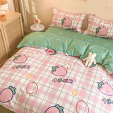 Elvesmall Cute Bear Bedding Set Girls Boys Kids Single Double Size Flat Sheet Duvet Cover Pillowcase Bed Linens White Blue Home Textile