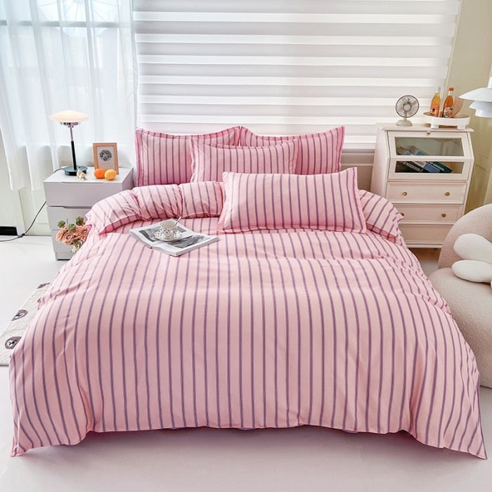 Elvesmall Quilt Cover Set With Bed Linens Single/Queen/King Size colcha de cama casal Solid Color Comforter Bedding Set For Double Bed