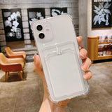 elvesmall Simple Colored Transparent Tape Card Bag Phone Case For iphone 14 13 12 11 Pro Max X XR XSMAX  TPU Fall Pevention Case Cover