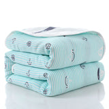 elvesmall Summer bedspread 6 layer muslin towel cotton quilt children's baby plaid cool blanket air conditioning thin comforter 90