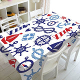 Nordic Literary Plaid Tablecloth Blue Sailor Printing Restaurant Table Table Cover Coffee Wedding Decoration