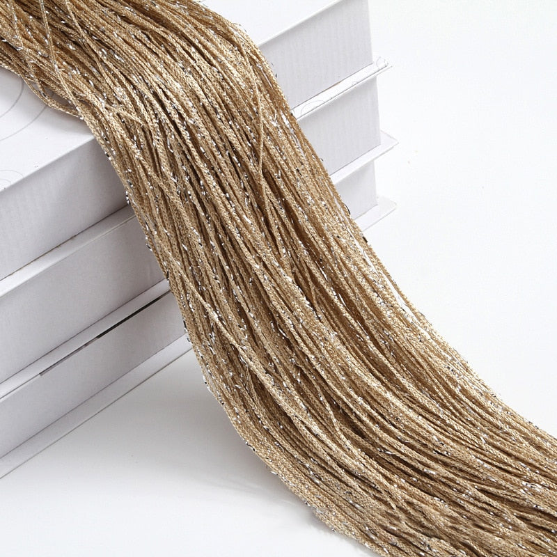 elvesmall 100x200CM Living Room String Curtain Shiny Tassel Silver Line  Solid Color Window Home Door Divider Curtain